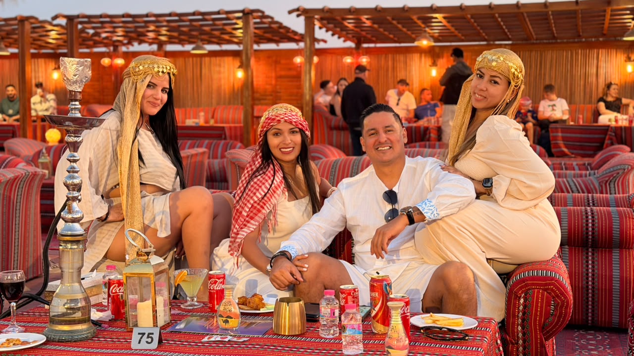 Elegant Arabian dinner at a desert camp